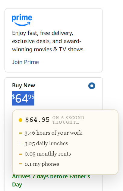 Right click any price on any page to convert it into your personal units.