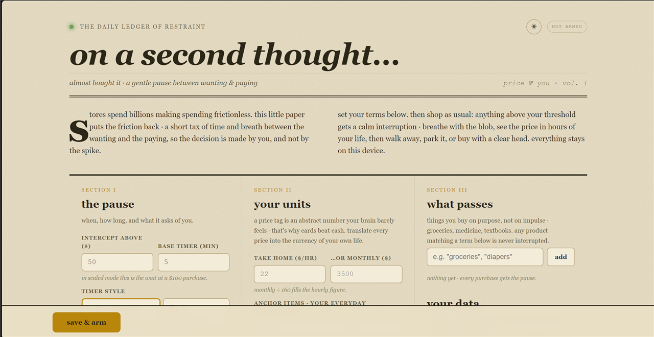 The setup page in light sand theme.